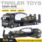 Green Alloy Car Military Towing Submarine