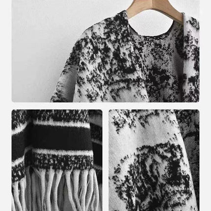 2024 Autumn and Winter Outer Wear Cold-Proof Warm Scarf Chinese Style Ink Painting Shawl Cloak Stacked Soft Neck Scarf