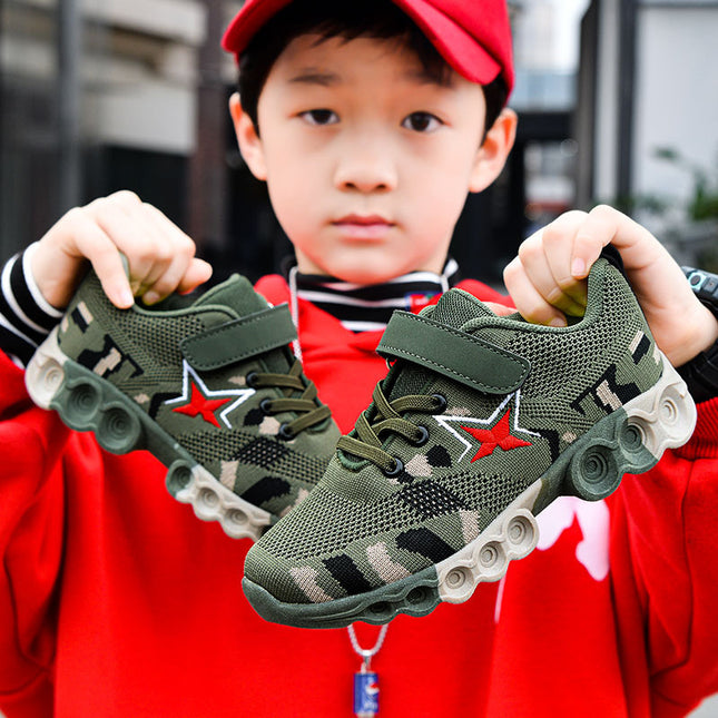 Summer Camp Children's Military Training Camouflage Activity Shoes Boys' Shoes 2025 New Double Mesh Breathable Student Cross-Border Hot Item
