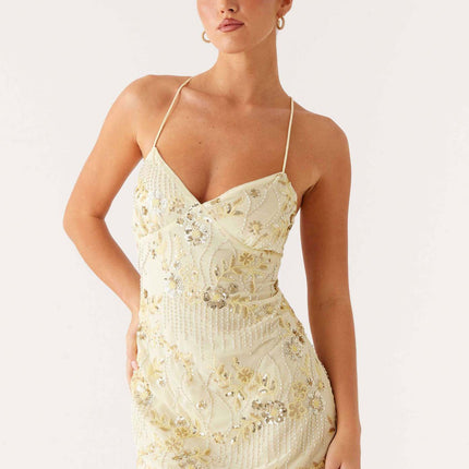 Dopamine Color Sleeveless Skirt Women's 2025 Summer New Style Distinctive Embroidery Beaded Back Lace-Up dress