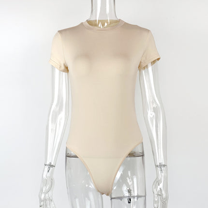 2025 summer new casual women's clothing Europe and the United States cross-border short sleeve jumpsuit foreign trade tight jumpsuit bodysuit