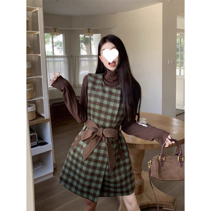 2024 Plaid Autumn and Winter Chanel New Thick Coat dress Two-piece Wool Fashionable Elegant Slim suit