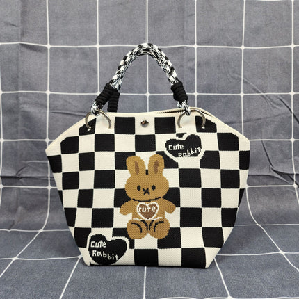 New Versatile and Cute Handbag Knitted Bag Tote Large Capacity Shoulder Bag Handbag Woven High-End Bag