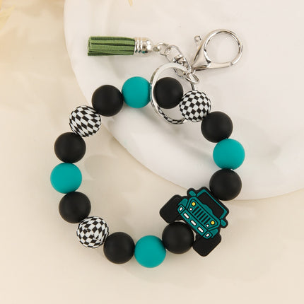 Cross-Border Creative Car Silicone Keychain J Tassel Wrist Pendant Christmas Apple Style Exquisite Accessory