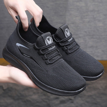 Foreign Trade Fly-Knit Men's Shoes Spring Cross-Border Dropshipping Men's Casual Shoes Polyurethane Breathable Mesh Fashion Sports Shoes Lightweight