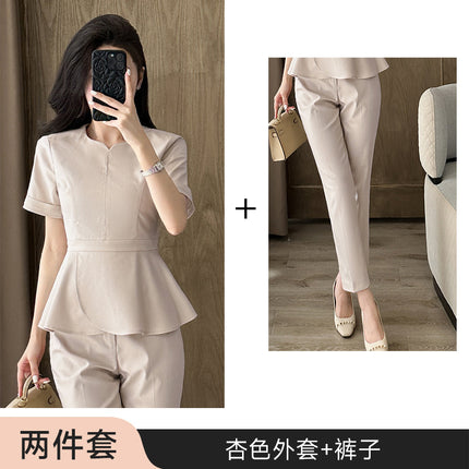 Summer Business Wear Short-sleeved Suit suit Women's Dress Slim-fit Temperament Hotel Front Desk Sales Department Jewelry Store Work Clothes
