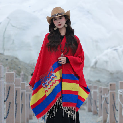 Qinghai Xizang Chaka Salt Lake Tourism Super-large Shawl Female Ethnic Style Thickened Cloak Office Air-conditioned Room Blanket