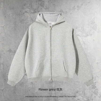 Kite Men's Clothing | Cross-Border European and American Loose Zipper Shirt Two-Piece Set for Men and Women 350g Fleece Hooded Sweatshirt and Pants Set