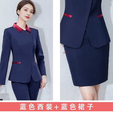 Hotel Work Clothes Autumn and Winter Women's Long Sleeve Hot Pot Restaurant Restaurant Hotel Front Desk Cashier Work Clothes