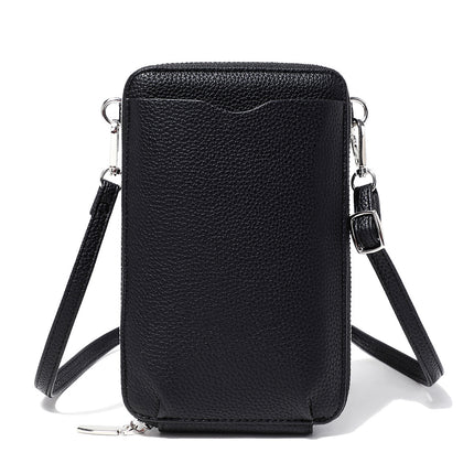 Cross-Border 2026 New Style Lychee-Pattern Soft Leather Vertical Zipper Phone Bag Large Capacity Women's Shoulder Bag Crossbody Wallet