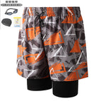 Orange gray 001-3 men's swimming trunks plus three-piece set / 2XL-120-130