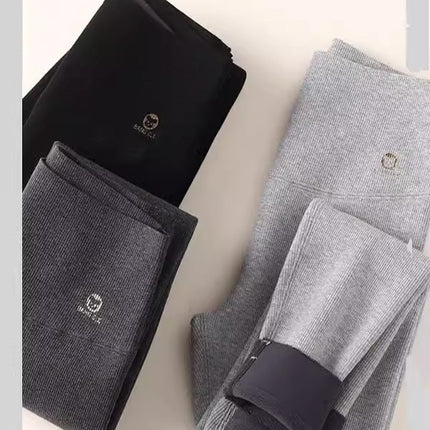 fleece-lined Leggings Women's Outer Wear Autumn and Winter Threaded Autumn Pants 2024 New Winter Thickened Lamb Fleece Warm Cotton Pants