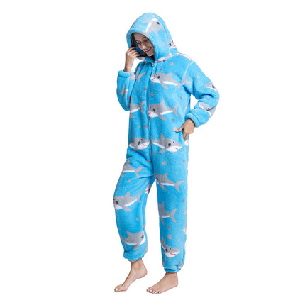 Mixed Wholesale Autumn and Winter Cotton Velvet Animal Cartoon Siamese Pajamas Thickened Men and Women Couple Home Clothes Tianma Adult