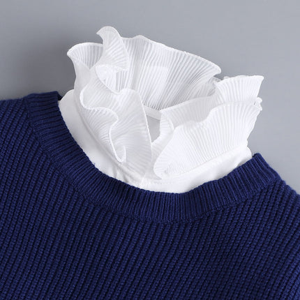 Spring Autumn Winter Holiday Collar All-match Sweater Decorative Plaid Fake Shirt New Arrival Pleated Collar Half High Collar Decorative Collar