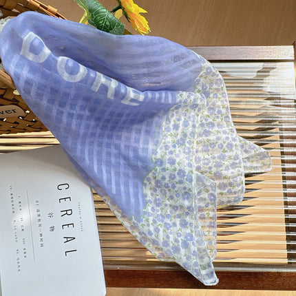 Celebrity style cotton and linen square scarf women's 58cm lightweight breathable small scarf Beautiful atmosphere photography accessories headscarf