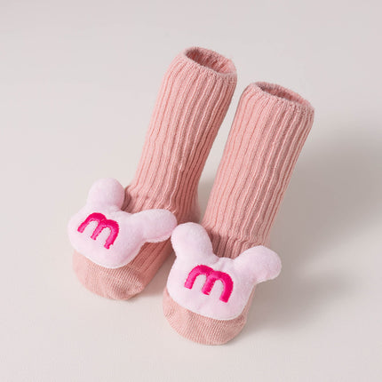 Children's mid-tube socks autumn and winter combed cotton boneless toddler socks cartoon doll dispensing non-slip baby floor