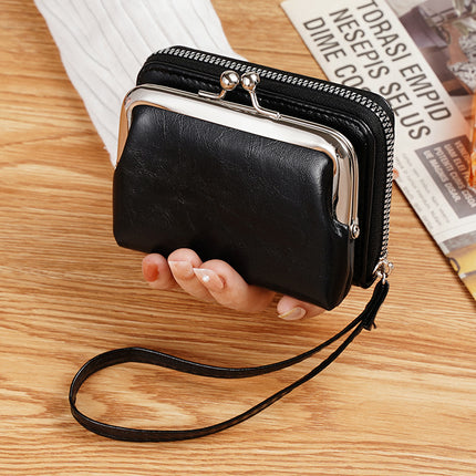 Ready Supply Factory Cross-Border Supply Women's Buckle Coin Purse 4inch Zipper Clip Bag Clutch Bag Retro Bag