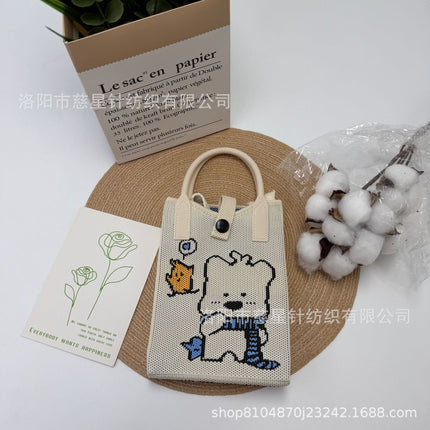 Girl's Heart-Shaped Knitted Crossbody Bag