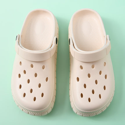 New Style Hole Shoes Women's Outer Wear Summer Non-slip Baotou Slippers for Couples Increased Breathable Wear-resistant Deodorant Beach Slippers