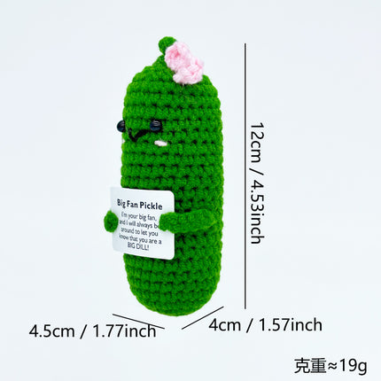 Cross-Border Finished Handmade Knitted Doll Cartoon Emotional Support Emoji Funny Cucumber Keychain Ornament Gift