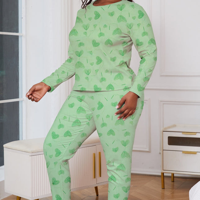 Cross-border plus size Women's Fleece Pajamas Autumn and Winter Casual Simple Pullover Crewneck Long Sleeve Pants Home Clothes