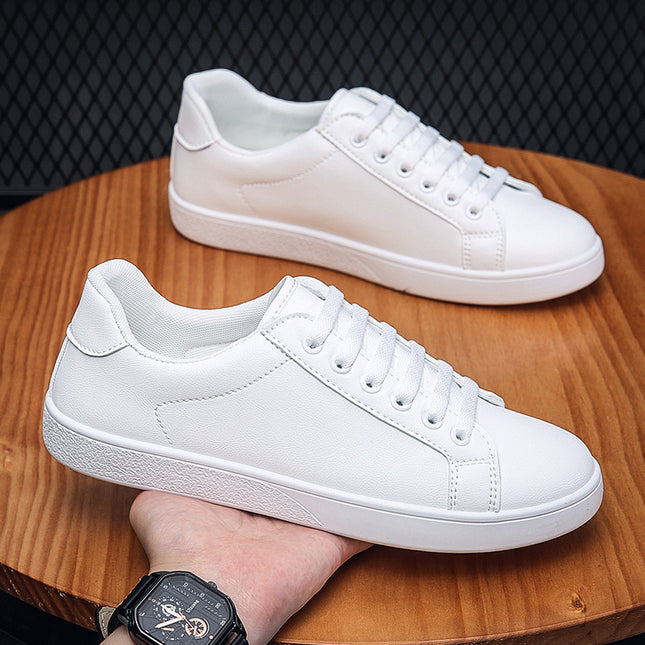 Men's Four Seasons Casual Board Shoes White Shoes Leather Surface Simple Fashion Casual Shoes Foreign Trade Cross-border Men's Shoes Breathable Shoes