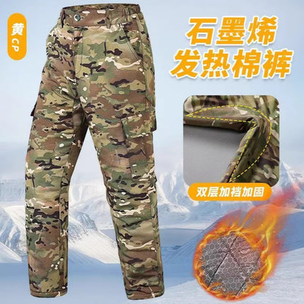 Winter Camouflage Fleece-Lined Casual Pants Men's Thickened Cold Storage Cold-Proof Outer Wear Warm Loose Wear-Resistant Labor Protection Work Clothes