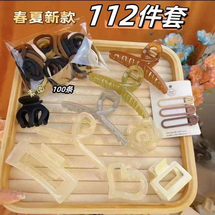 [111-Piece Set] Autumn and Winter Hair Accessories Hair Clip Set Shark Clip Hair Rope Tiktok Hair Tie Rubber Band Bow