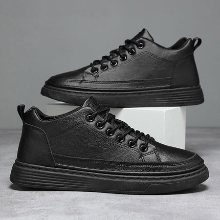 2025 Autumn Men's Shoes Versatile Casual Sneakers Men's Korean Style Trendy Black Leather Shoes Sports Casual Shoes
