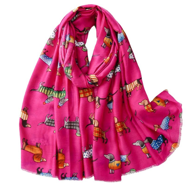 European and American exports to France for autumn and winter cotton and linen hand scarf cartoon fashion dog animal scarf warm shawl ladies