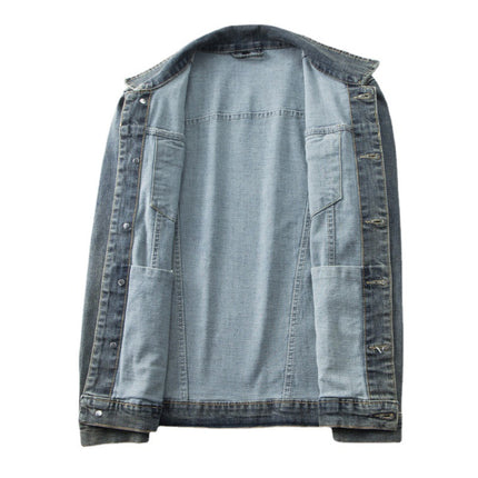 2024 autumn and winter new fashion brand American Denim suit men's classic simple Joker washed elastic Denim