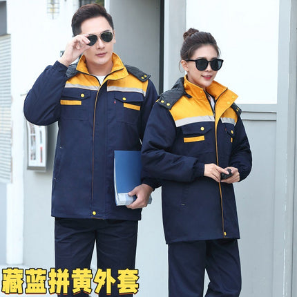 Winter Work Clothes Cold-proof Cotton Coat Thickened Work Protection Clothing Factory Workshop Factory Clothes Printing Thickened Cotton Coat
