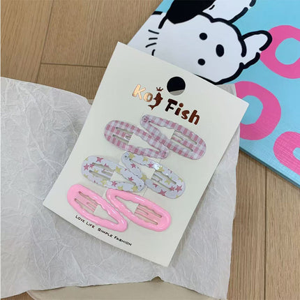 Korean Cute Wavy Water Drop Hairpin New Plaid Sweet Floral Bb Clip Girl Bangs Clip Side Clip Hair Accessories