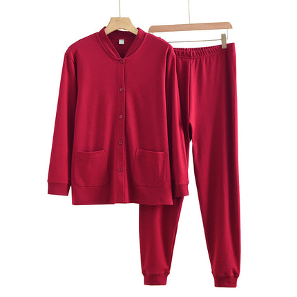 Pure Cotton Cardigan Autumn Clothing Set, Open-Front Loungewear, Knitted Plus-Size Cotton Sweater, Waist-Protecting, Warm and Cold-Resistant