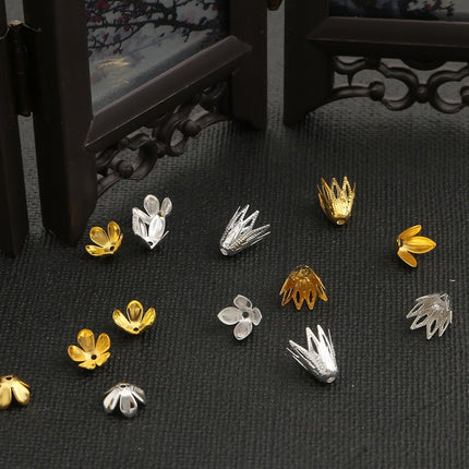 Iron octagonal pointed leaf rounded five-petal flower holder petals handmade diy made hairpin tassel antique material accessories