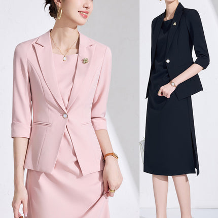 Blue Professional dress Women's Spring and Summer High Sense Host Formal Occasion Business Suit Skirt Two-piece Suit