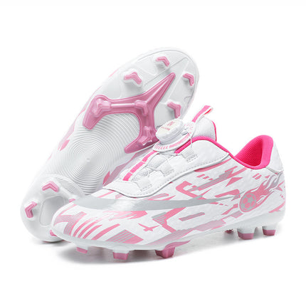 Cross-border 2024 New Girls' Boys' Spike Football Shoes C Lawn Crushed Nails for Students Velcro Spin Training Sport
