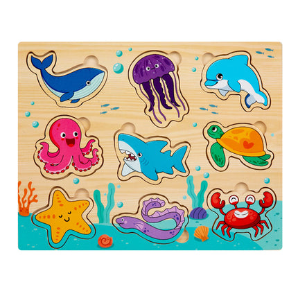 Cross-border Wooden Children's Early Education Interesting Enlightenment Cognition Matching Jigsaw Puzzle Exercise Hand-eye Coordination Educational Toys