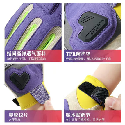 Cycling Gloves for Men and Women, Outdoor Off-Road Motorcycle Riders, Anti-Slip, Shock-Absorbing, Macaron Motorcycle Riding Gloves, Cross-Border