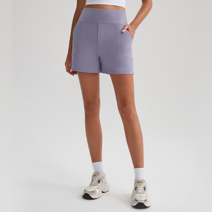 Yoga Shorts, Nude Sports Pants, Tight Yoga Pants, Pockets, Cycling, Running, Fitness, Breathable, Quick-Drying Sports Trend