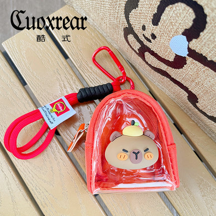 Original Cute Patch Transparent Coin Purse Headset Mini Storage Bag Keychain Going Out Small Schoolbag Pendant