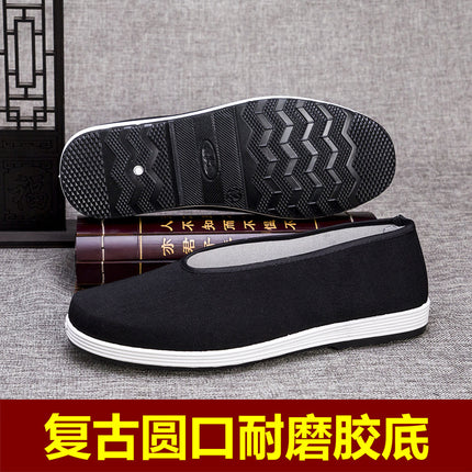 Wholesale New Spring and Autumn Casual Old Beijing Round Mouth Cloth Shoes Men's Slip-on Breathable Single Shoes Middle-aged and Elderly Motoring Shoes