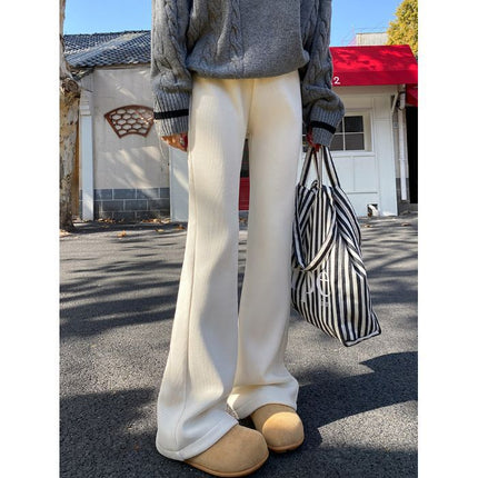 Corduroy Micro-pants Women's 2024 Autumn and Winter fleece-lined Thickened Casual All-match High Waist Slimming Micro-pants