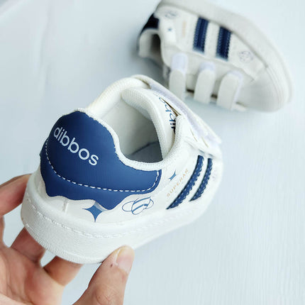 Children's Shell Head Velcro Board Shoes 2024 Autumn White Shoes Boys Contrast Casual Shoes Girls sneaker
