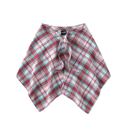 A generation of hair folding artifact color plaid fart curtain one-piece lace-up high street irregular hem Joker skirt