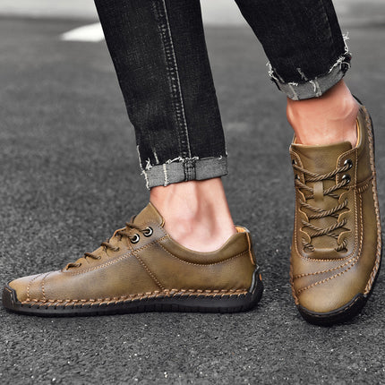 Hot-Selling New Spring and Summer Products on Independent Stations, Hand-Stitched Casual Men's Shoes, Fashionable Soft-Soled, Versatile and Breathable Genuine Leather Shoes