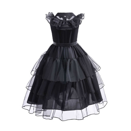 Wednesday Kidsren Girls Mesh Ball Dress American Drama Addams Cosplay Anime Costume Dress
