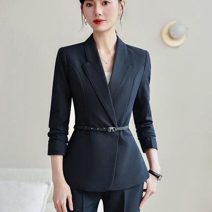Grey Professional Long-sleeved Suit suit Women's 2024 Temperament Autumn Hotel Front Desk Work Clothes High-end Jewelry Store Fixtures