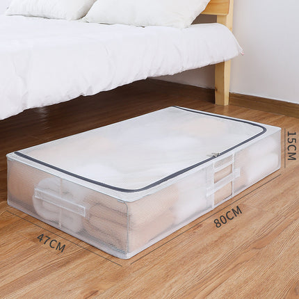 Pvc Bed Storage Box with Thick Steel Frame and Thickeneded Fabric Transparent Storage Box Large Capacity Covered Moisture-Proof Storage Box