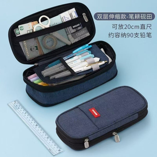 600D Multifunctional Stretchable Pencil Case Stationery Box High Color Value Large Capacity Multifunctional Stationery Pencil Case Portable